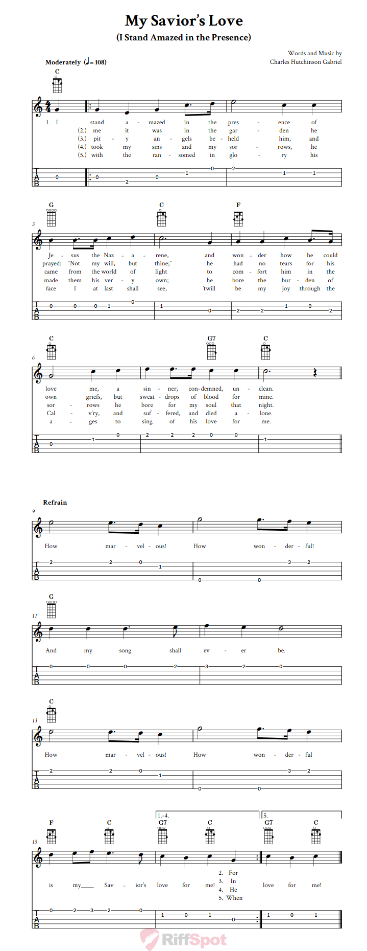 My Savior's Love  Banjo Tab