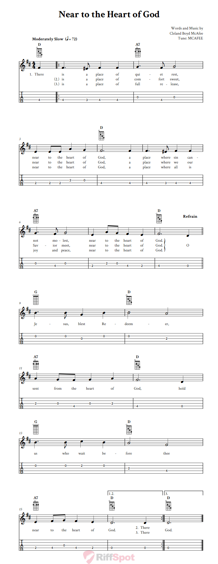 Near to the Heart of God  Banjo Tab