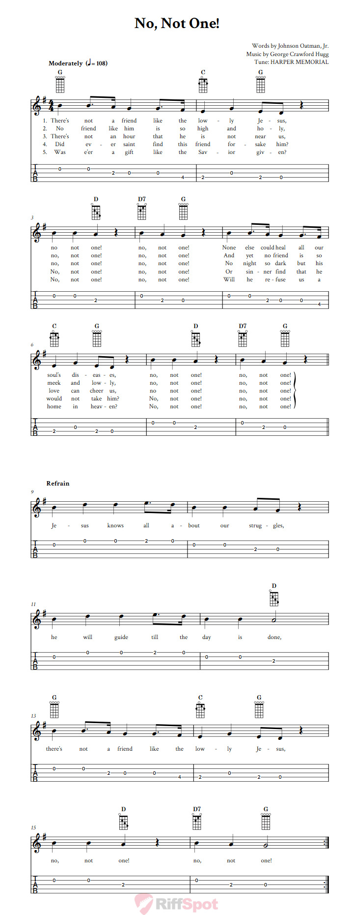 No, Not One!  Banjo Tab