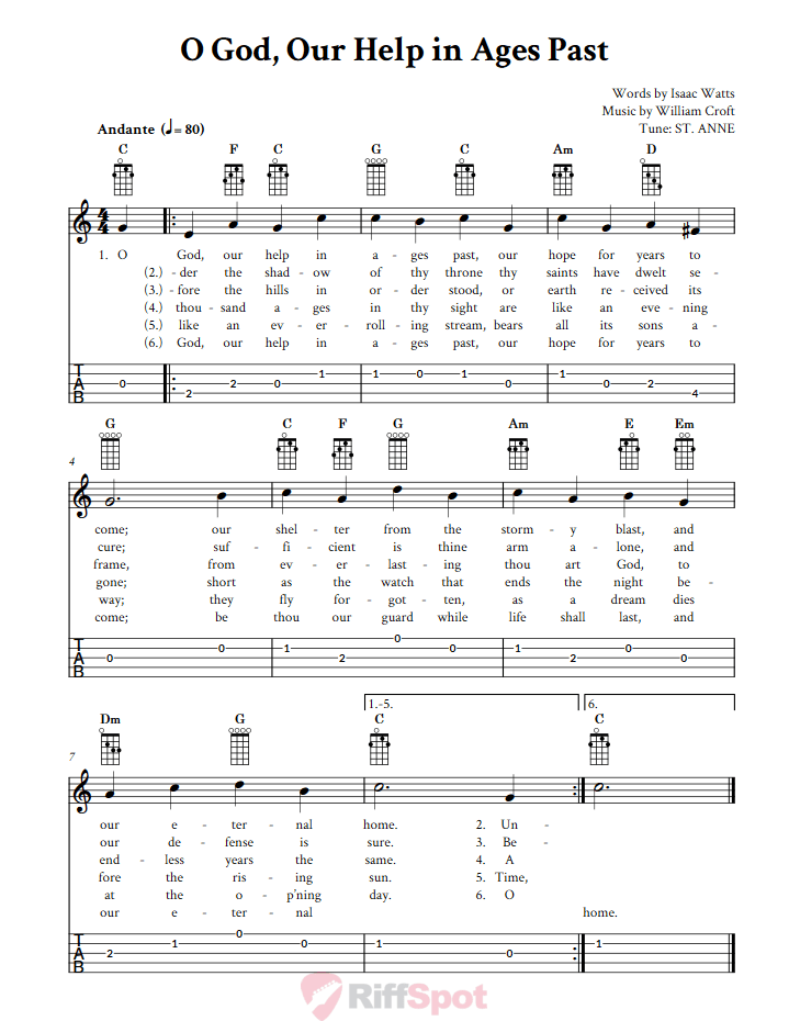 O God, Our Help in Ages Past  Banjo Tab