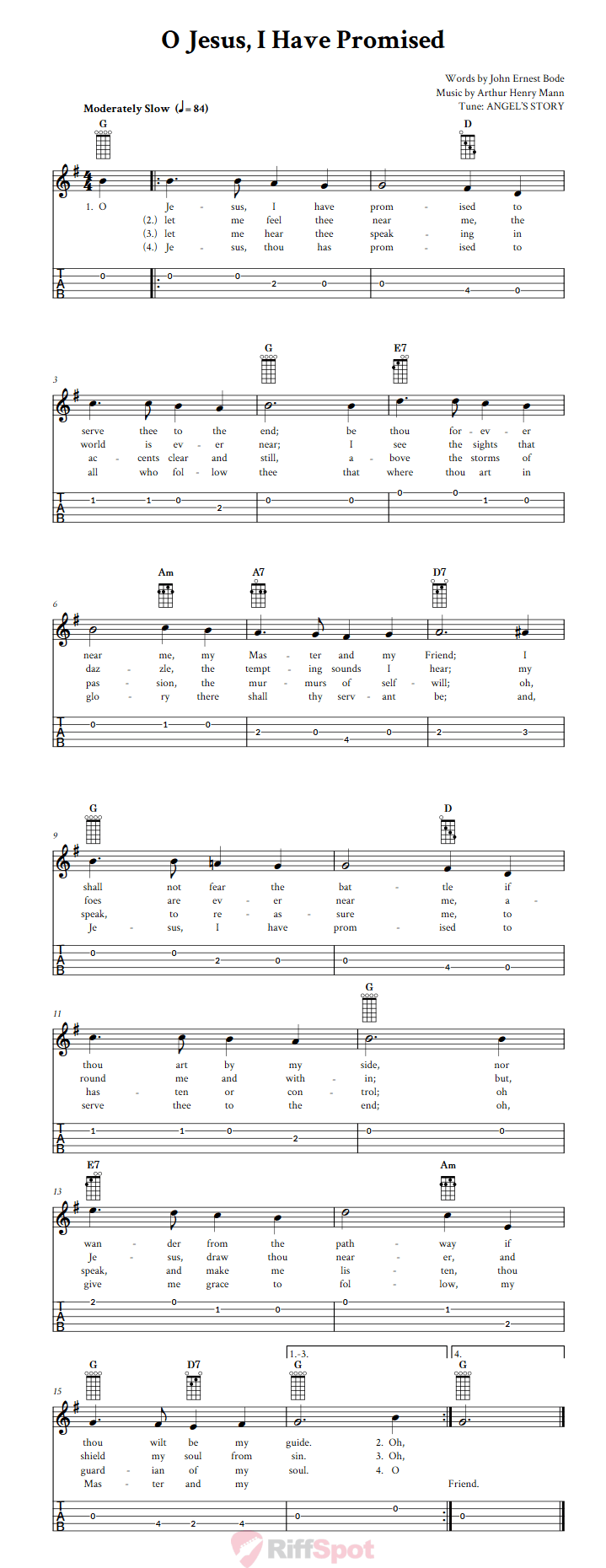 O Jesus, I Have Promised  Banjo Tab