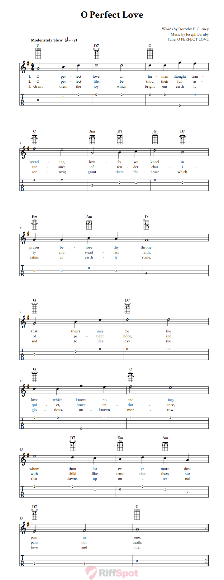 O Perfect Love  Banjo Tab