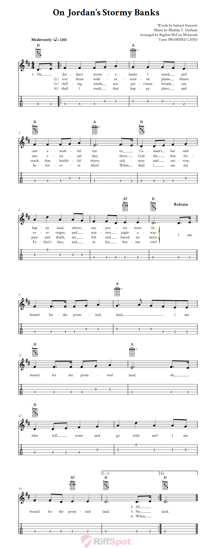 On Jordan's Stormy Banks  Banjo Tab