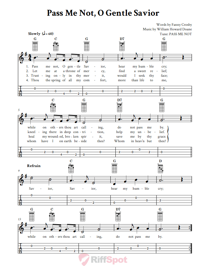 Pass Me Not, O Gentle Savior  Banjo Tab