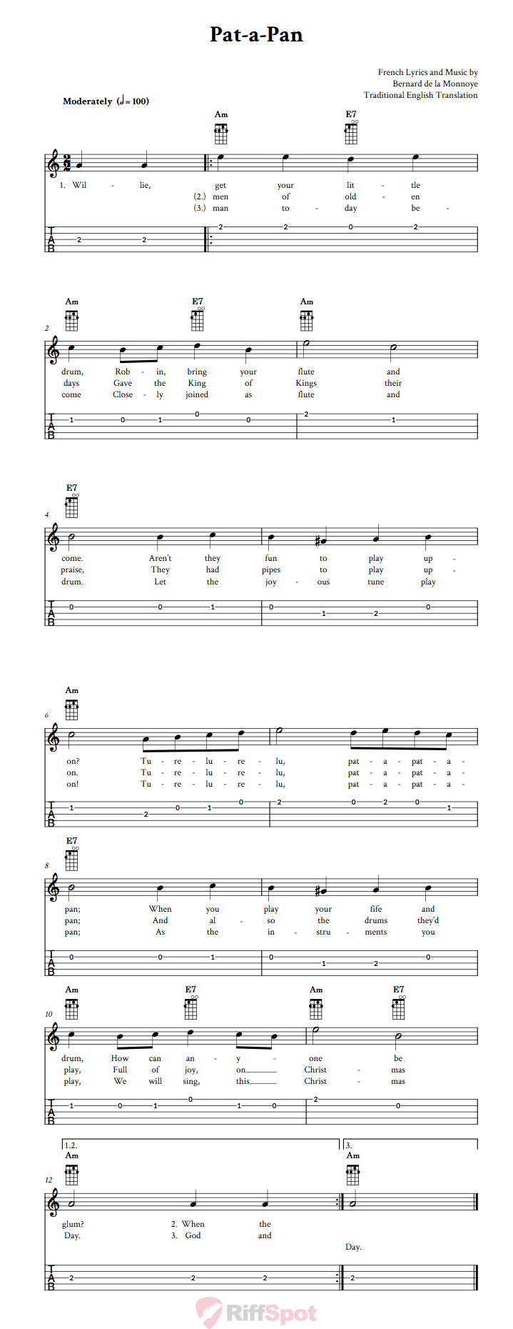 Pat-A-Pan  Banjo Tab