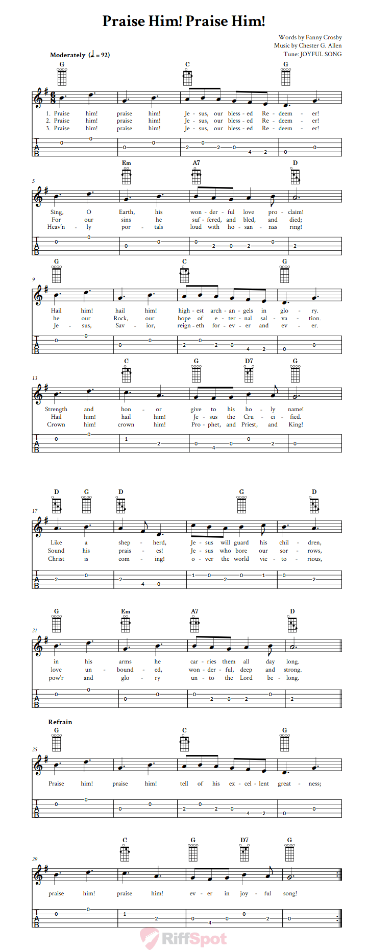 Praise Him! Praise Him!  Banjo Tab