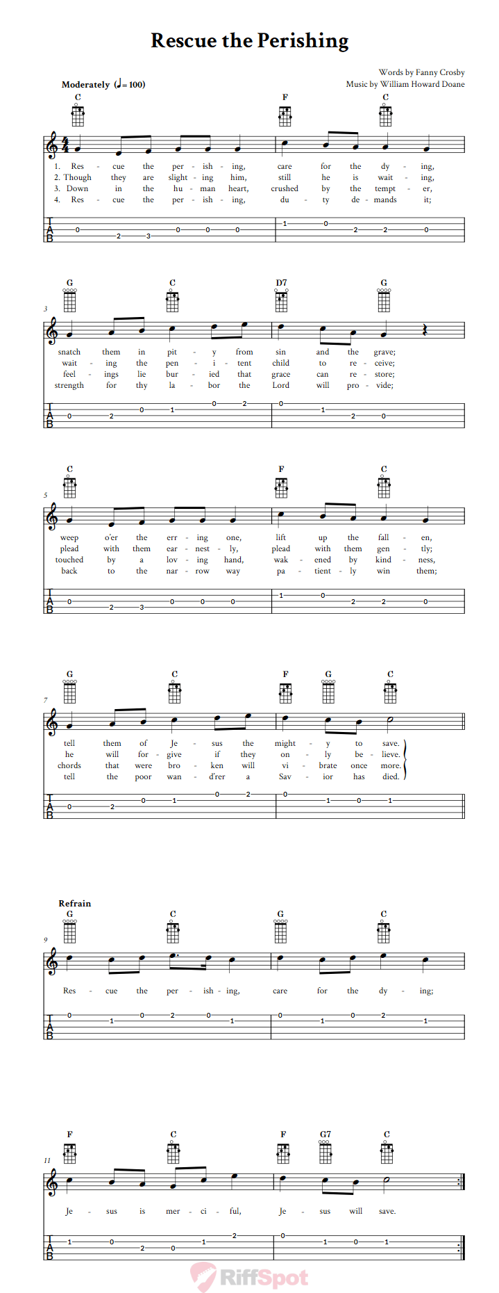 Rescue the Perishing  Banjo Tab
