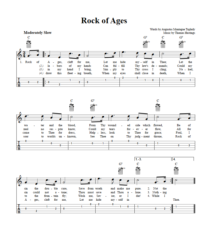 Rock of Ages  Banjo Tab