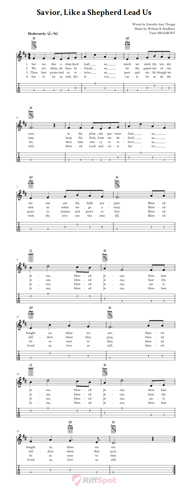 Savior, Like A Shepherd Lead Us  Banjo Tab