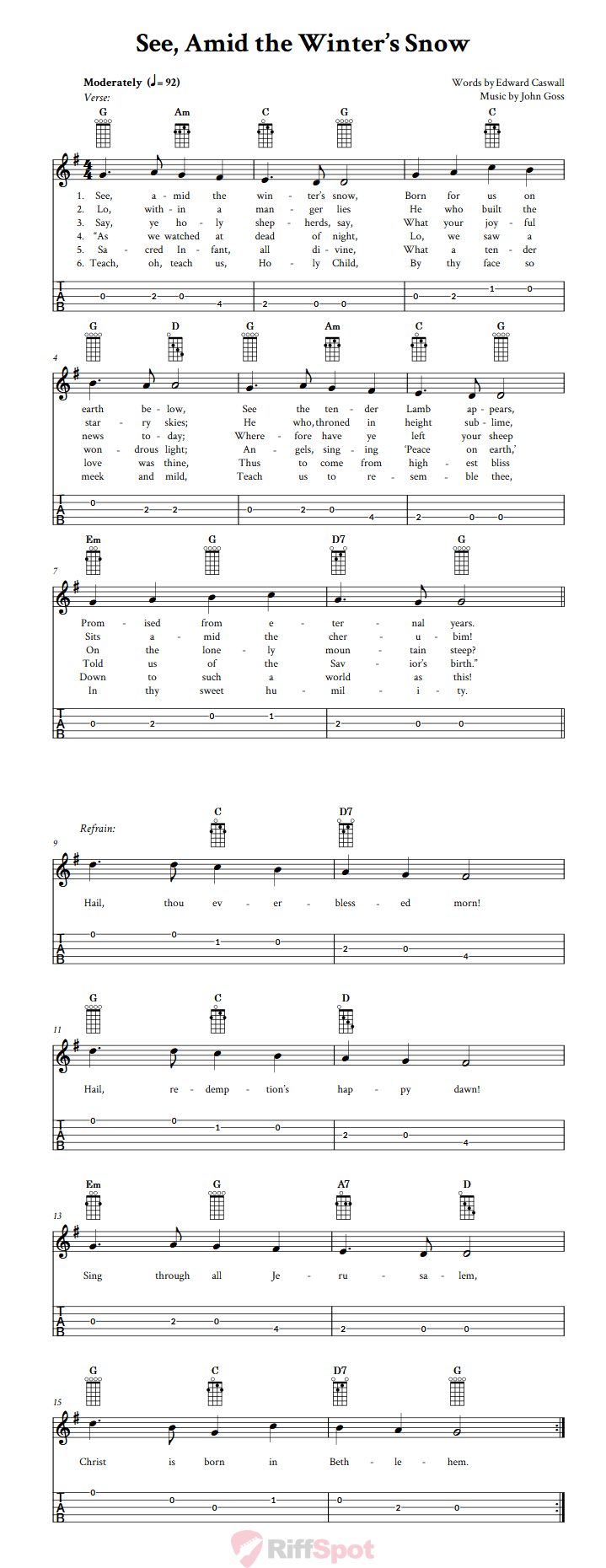 See, Amid the Winter's Snow  Banjo Tab