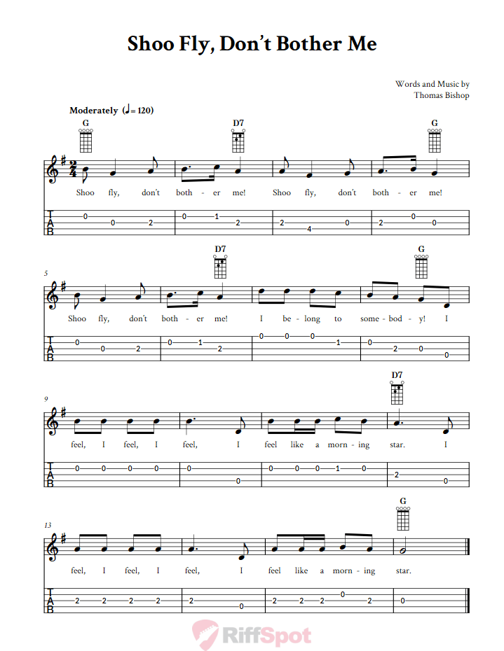 Shoo Fly, Don't Bother Me Banjo Tab
