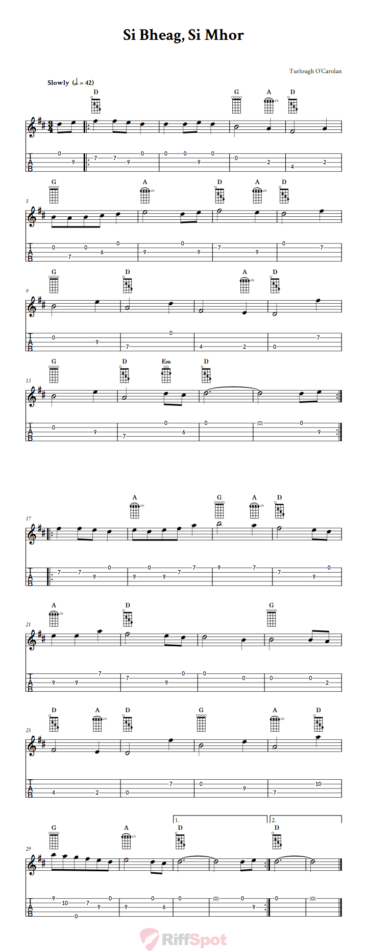 Si Bheag, Si Mhor Banjo Tab