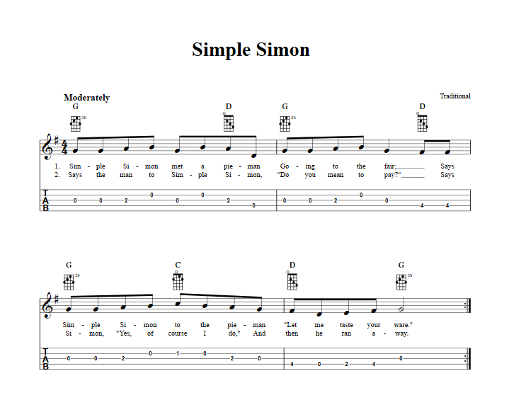 Simple Simon  Banjo Tab