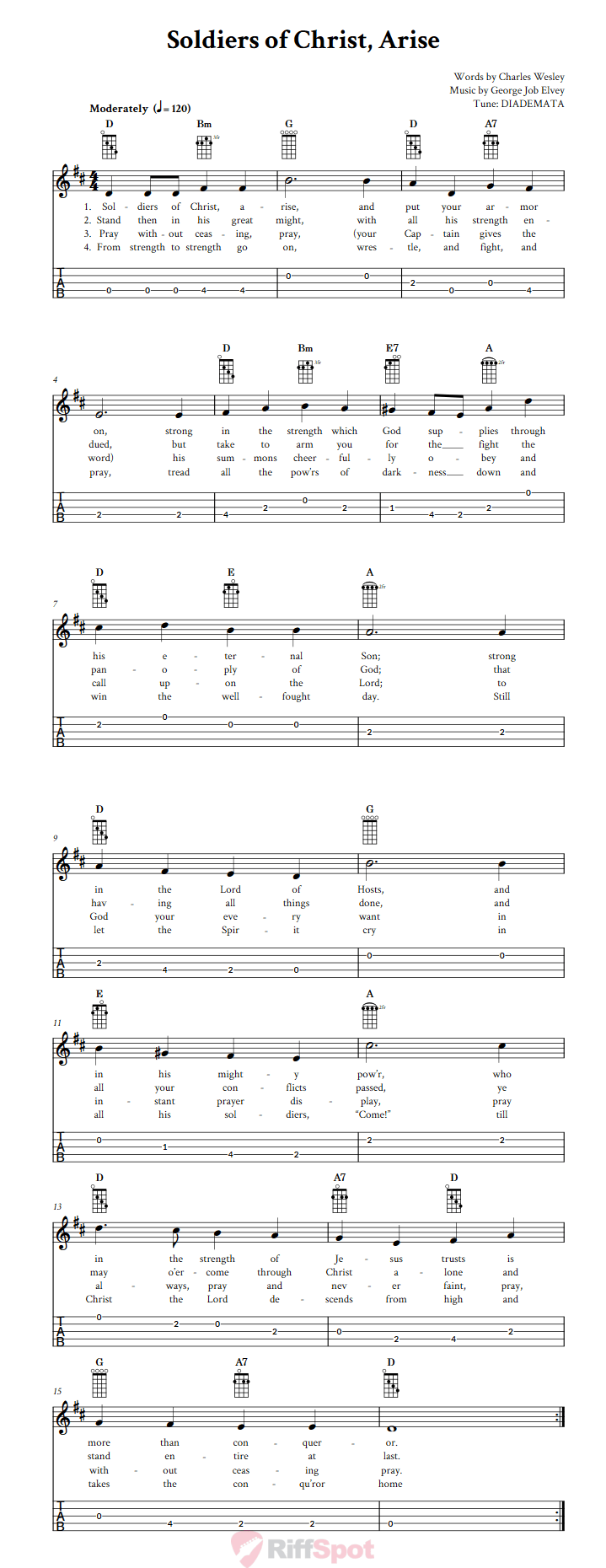 Soldiers of Christ, Arise  Banjo Tab