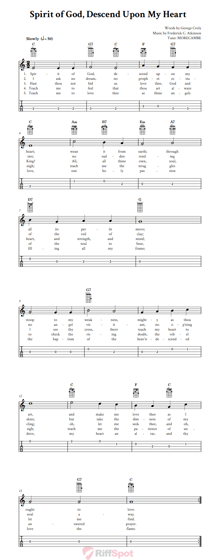 Spirit of God, Descend Upon My Heart  Banjo Tab