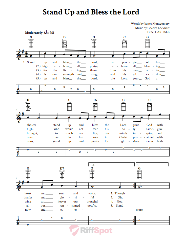 Stand Up and Bless the Lord  Banjo Tab