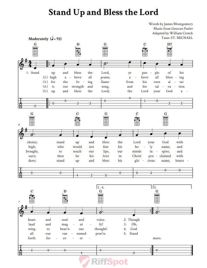 Stand Up and Bless the Lord  Banjo Tab