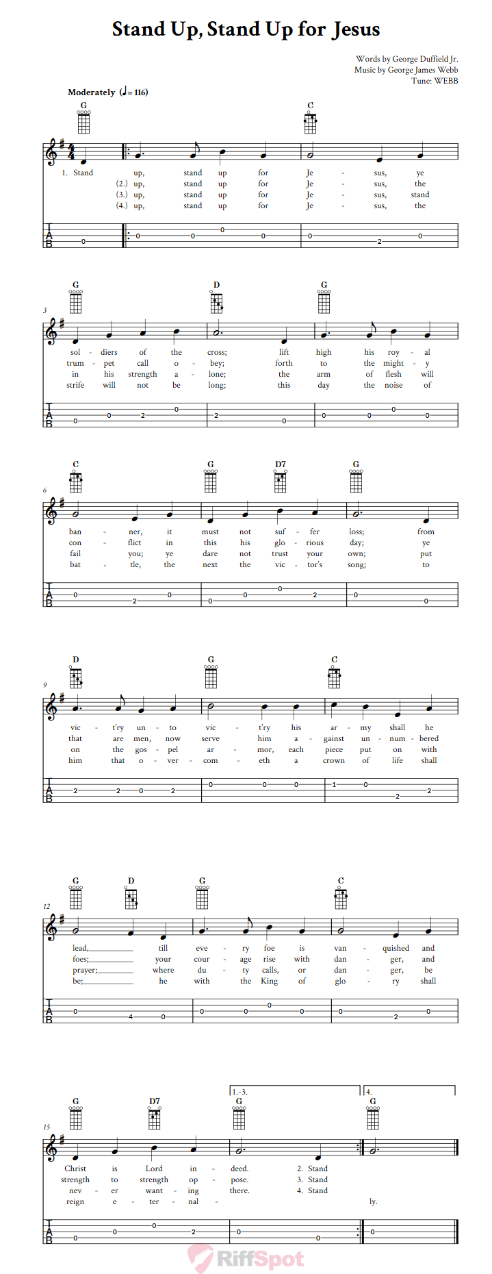 Stand Up, Stand Up for Jesus  Banjo Tab
