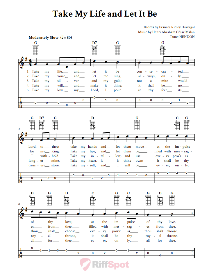 Take My Life And Let It Be  Banjo Tab