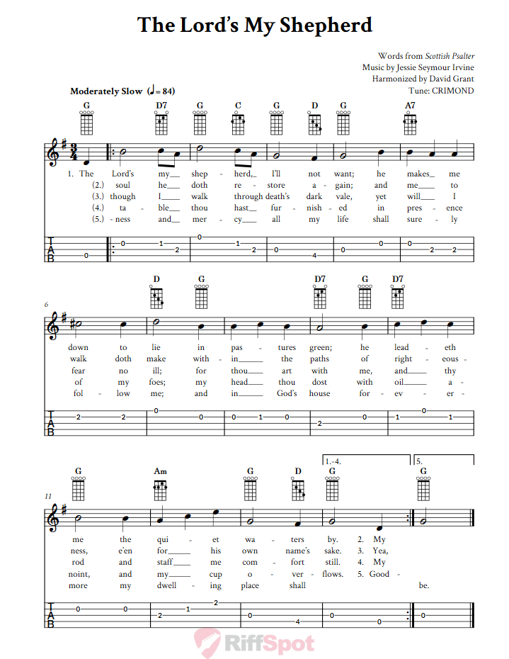 The Lord's My Shepherd  Banjo Tab