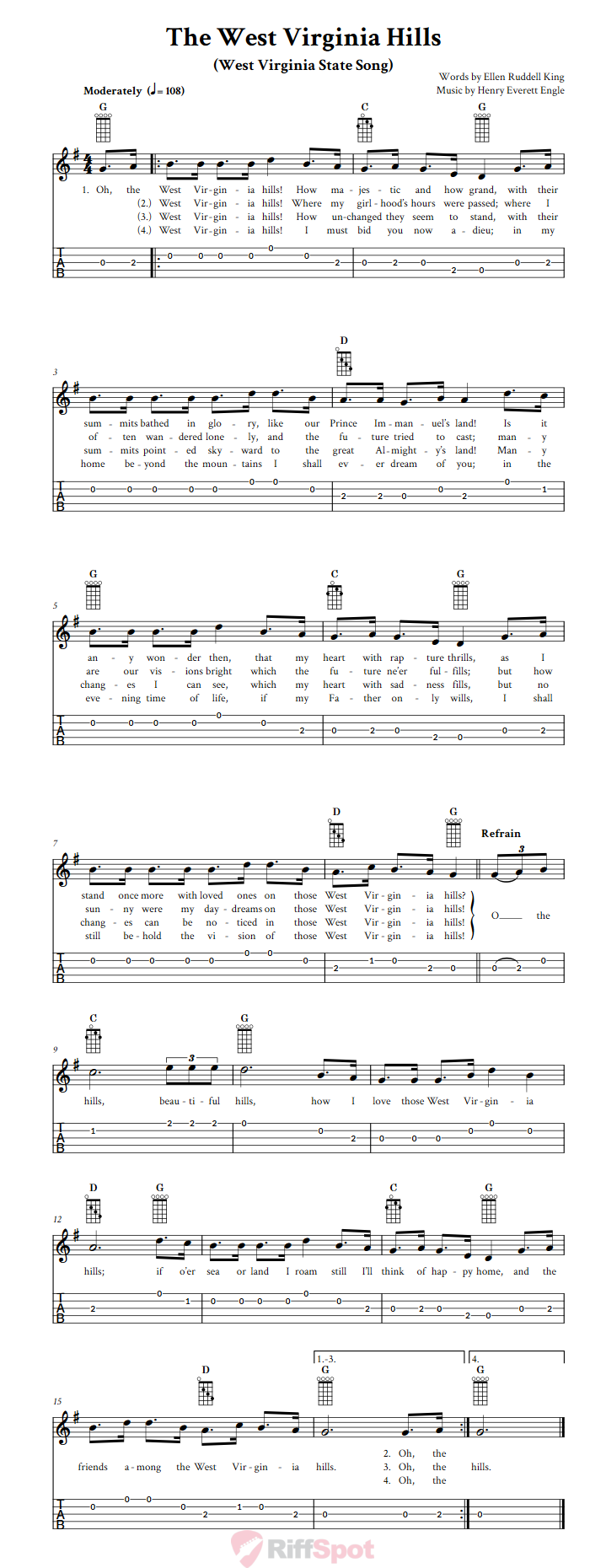 The West Virginia Hills  Banjo Tab