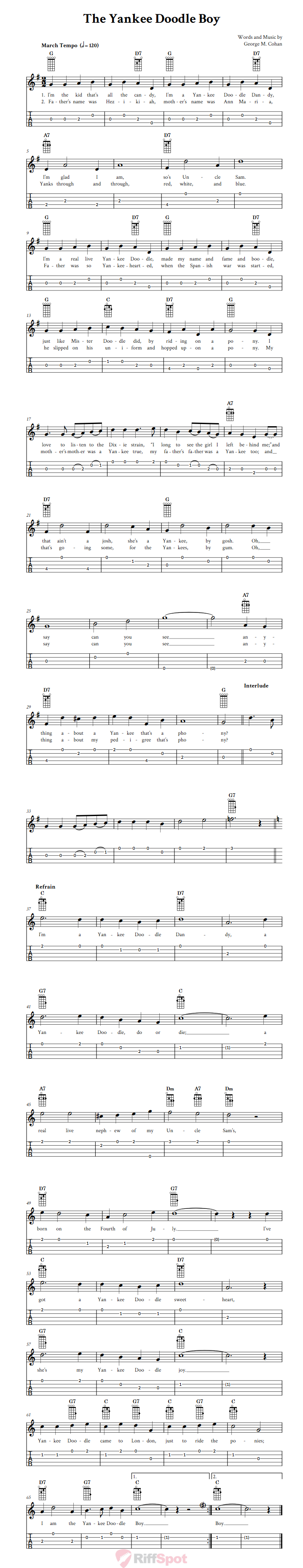 The Yankee Doodle Boy  Banjo Tab