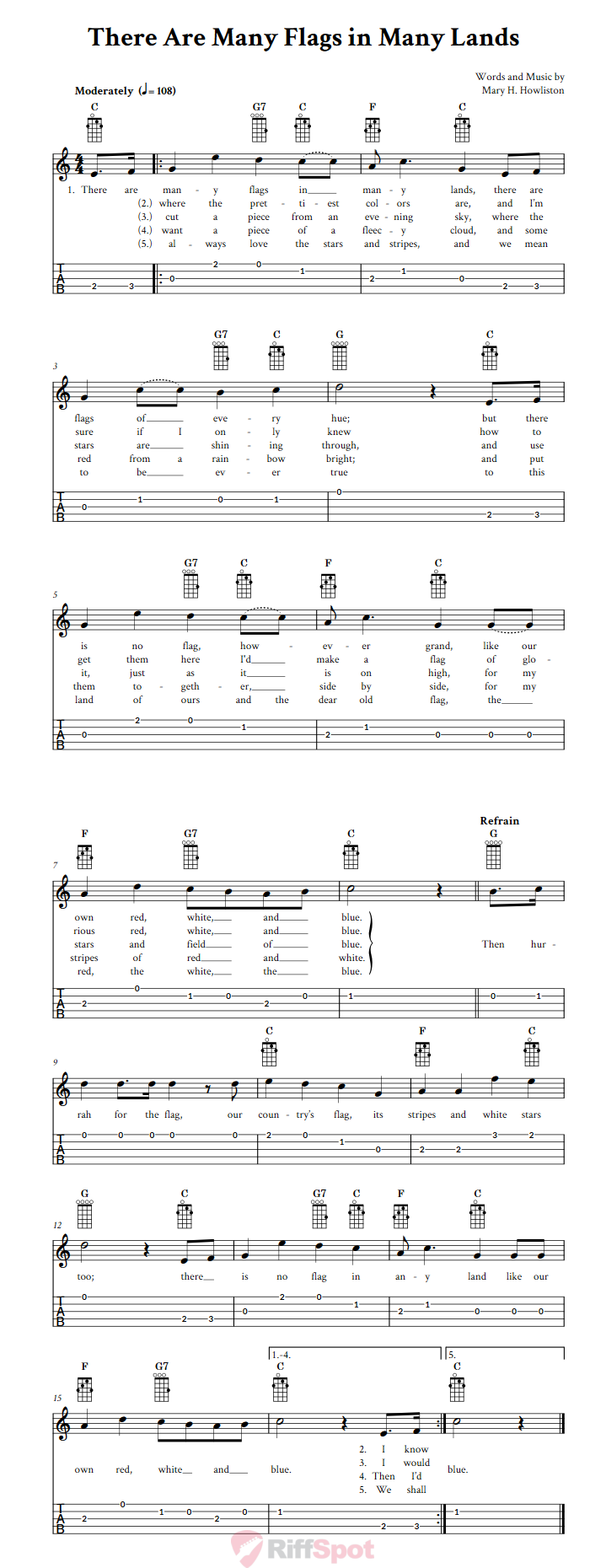 There Are Many Flags in Many Lands  Banjo Tab