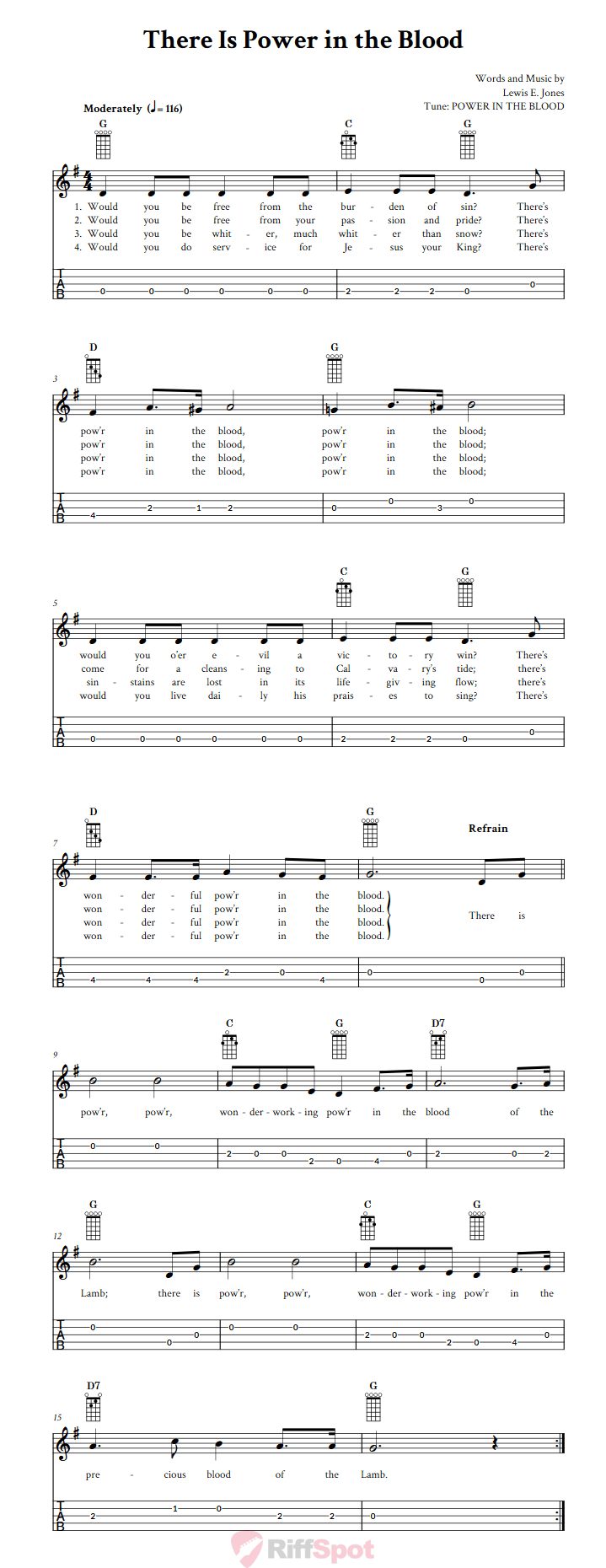 There Is Power in the Blood  Banjo Tab