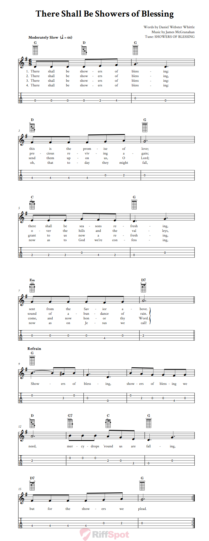 There Shall Be Showers of Blessing  Banjo Tab