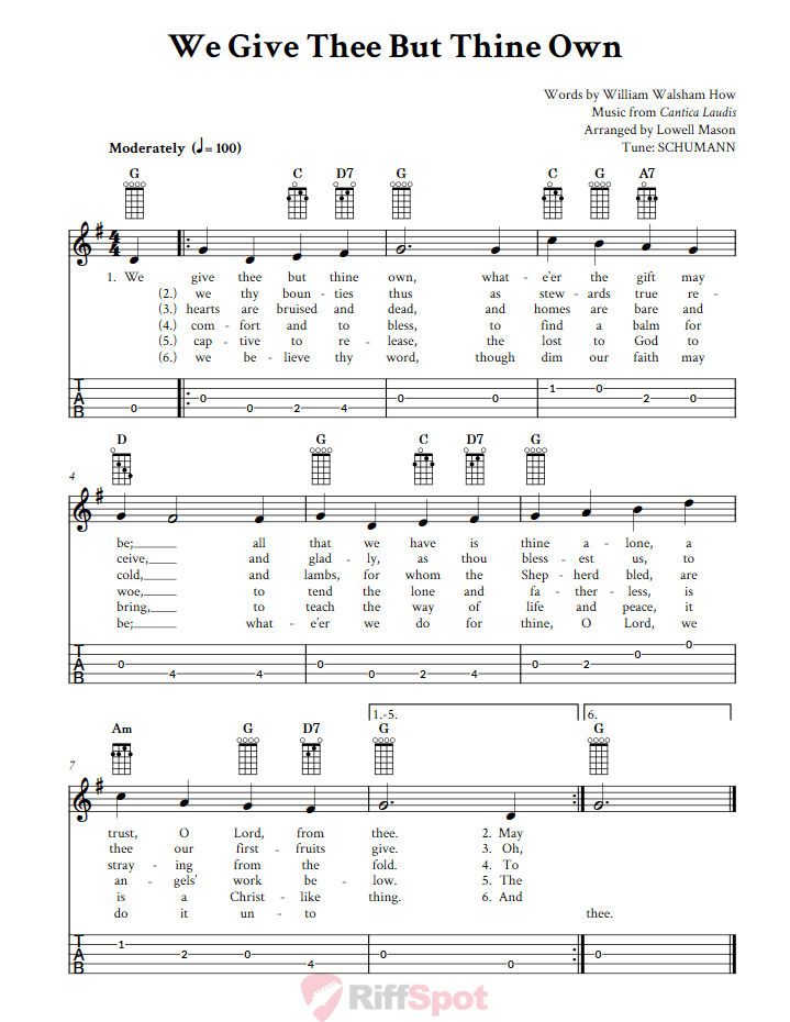 We Give Thee But Thine Own  Banjo Tab