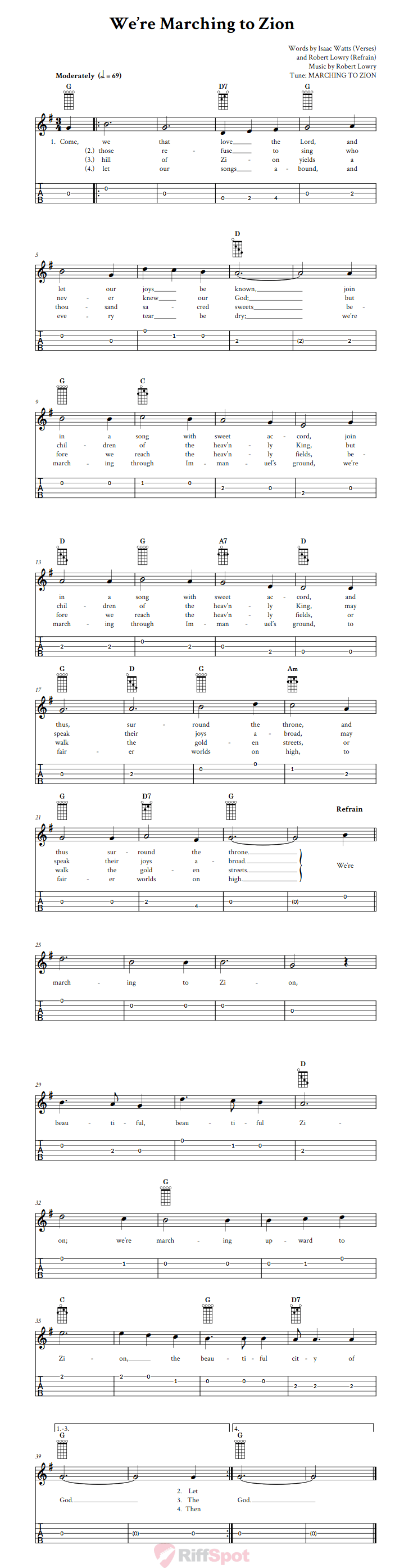 We're Marching to Zion  Banjo Tab