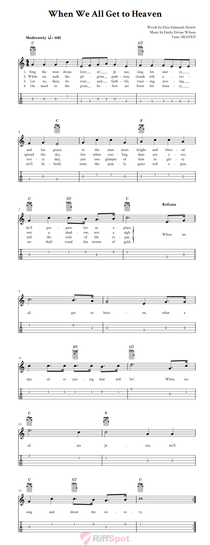 When We All Get to Heaven  Banjo Tab