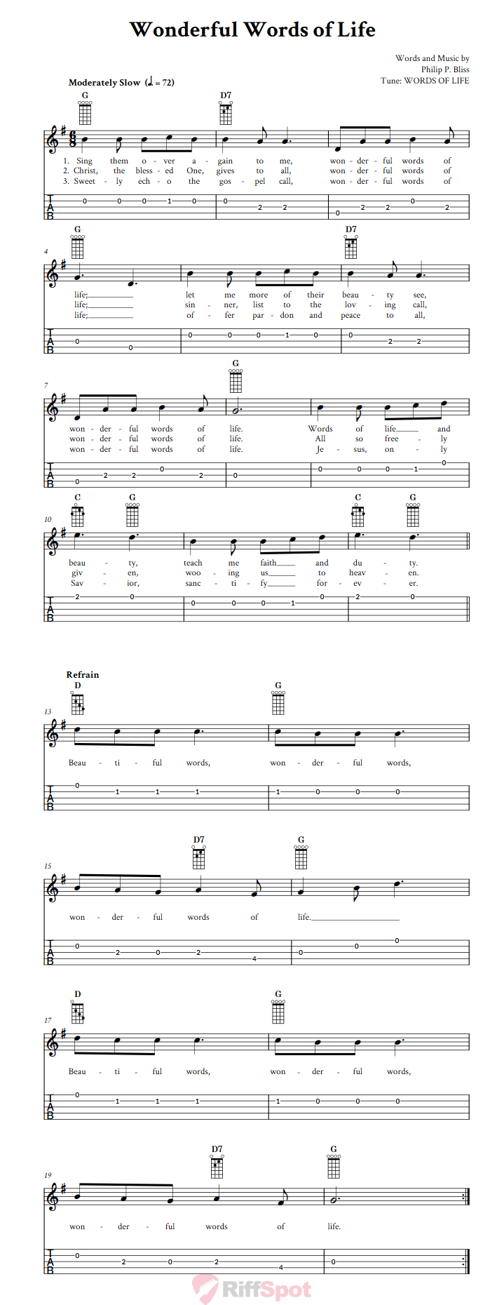 Wonderful Words of Life  Banjo Tab