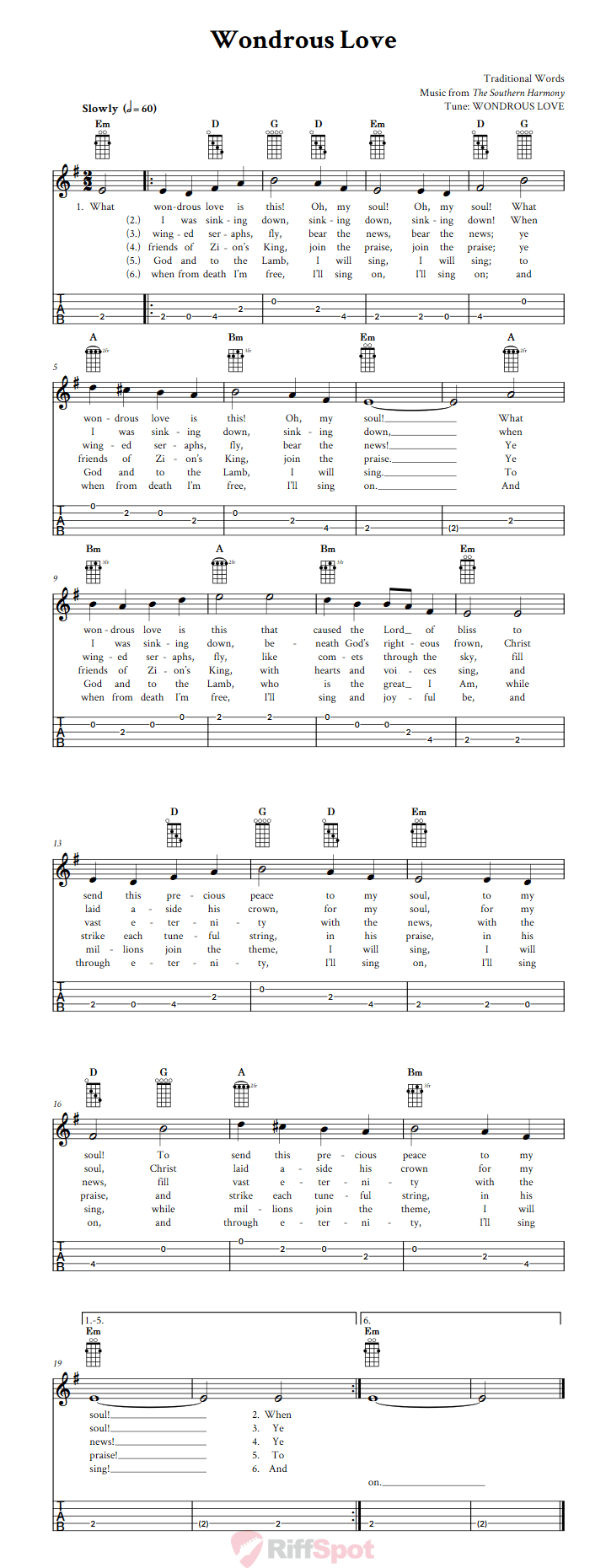 Wondrous Love  Banjo Tab