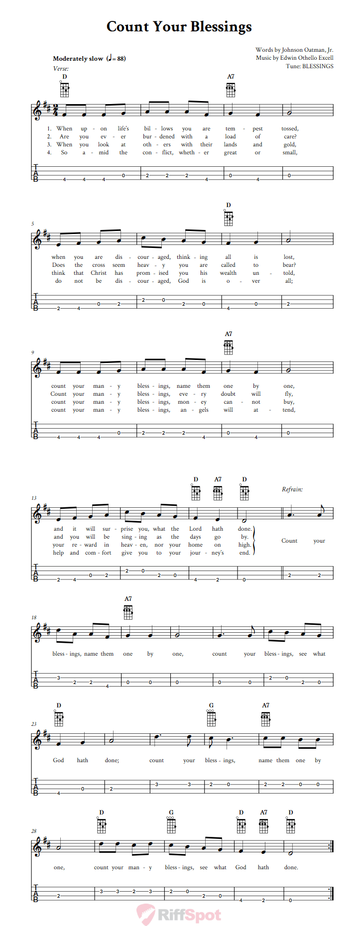 Count Your Blessings  Baritone Ukulele Tab