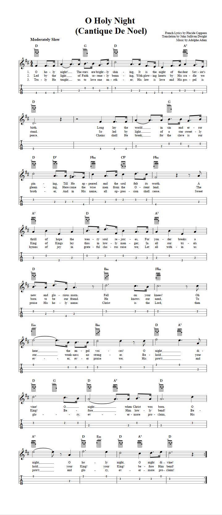 oh holy night guitar chords and lyrics