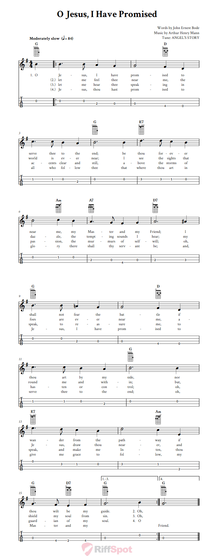O Jesus, I Have Promised  Baritone Ukulele Tab