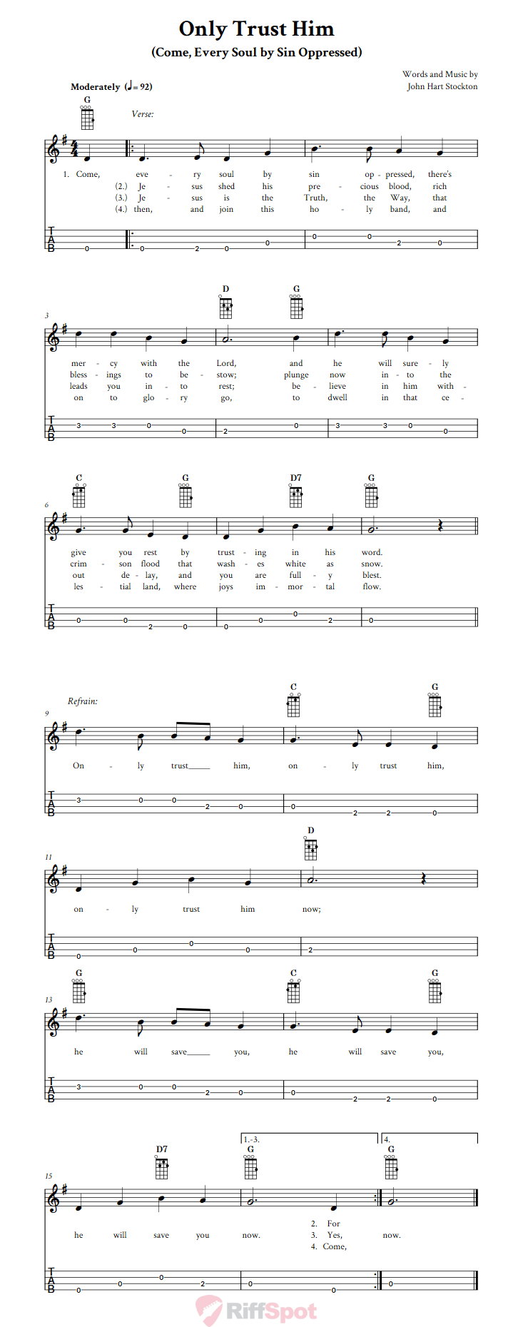 Only Trust Him  Baritone Ukulele Tab