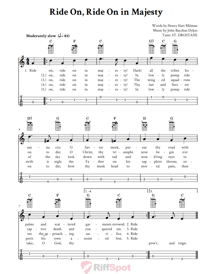 Ride On! Ride On In Majesty  Baritone Ukulele Tab
