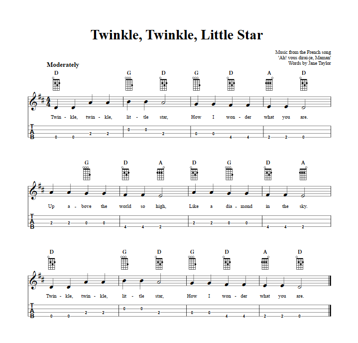 Twinkle, Twinkle, Little Star: Beginner Sheet Music with Chords and Lyrics