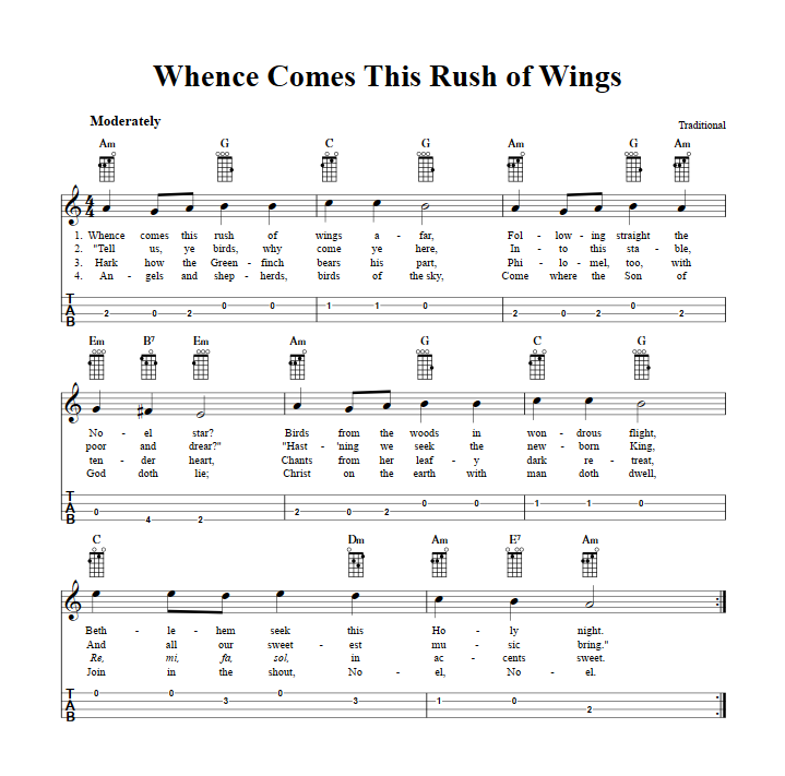 Whence Comes This Rush of Wings  Baritone Ukulele Tab