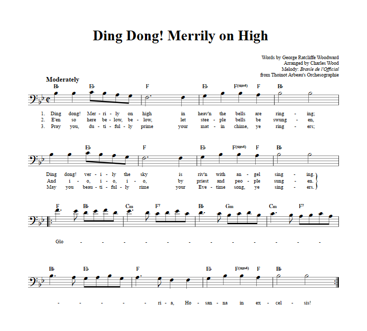 Ding Dong! Merrily on High Bass Clef Sheet Music