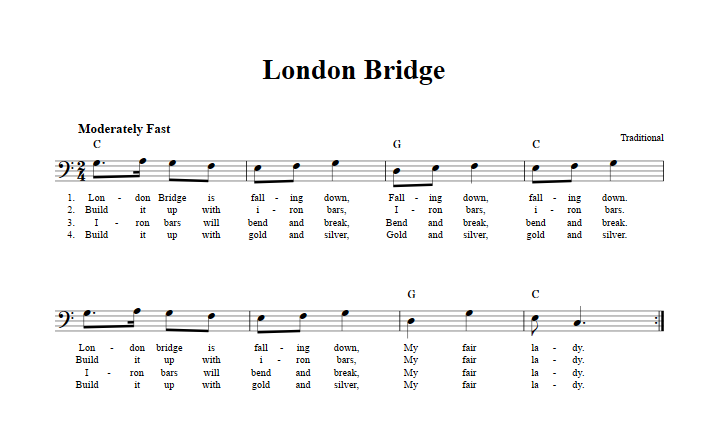London Bridge Bass Clef Sheet Music