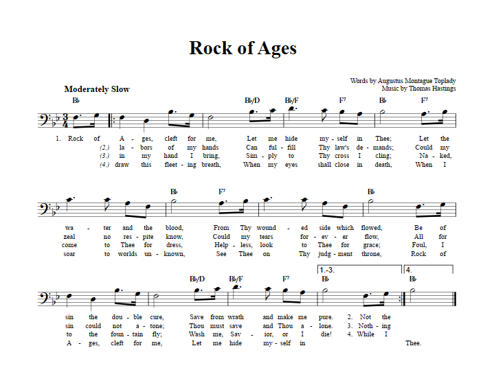Rock of Ages Bass Clef Sheet Music