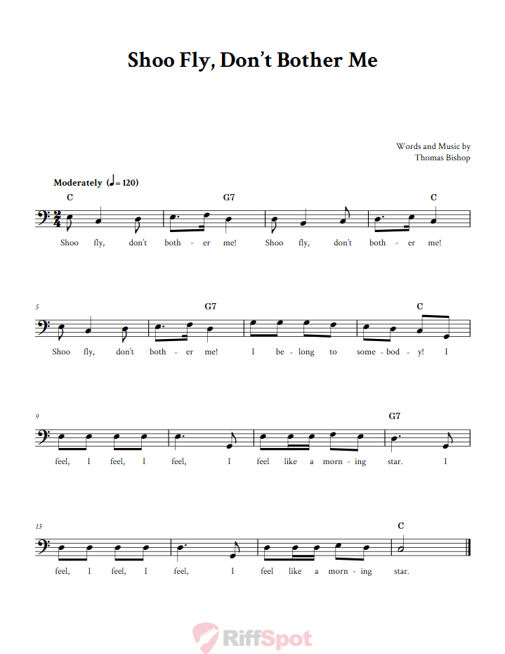 Shoo Fly, Don't Bother Me Bass Clef Sheet Music