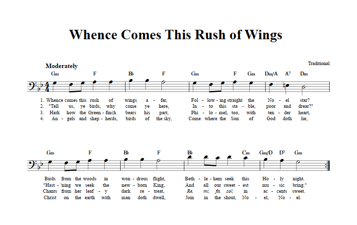 Whence Comes This Rush of Wings Bass Clef Sheet Music