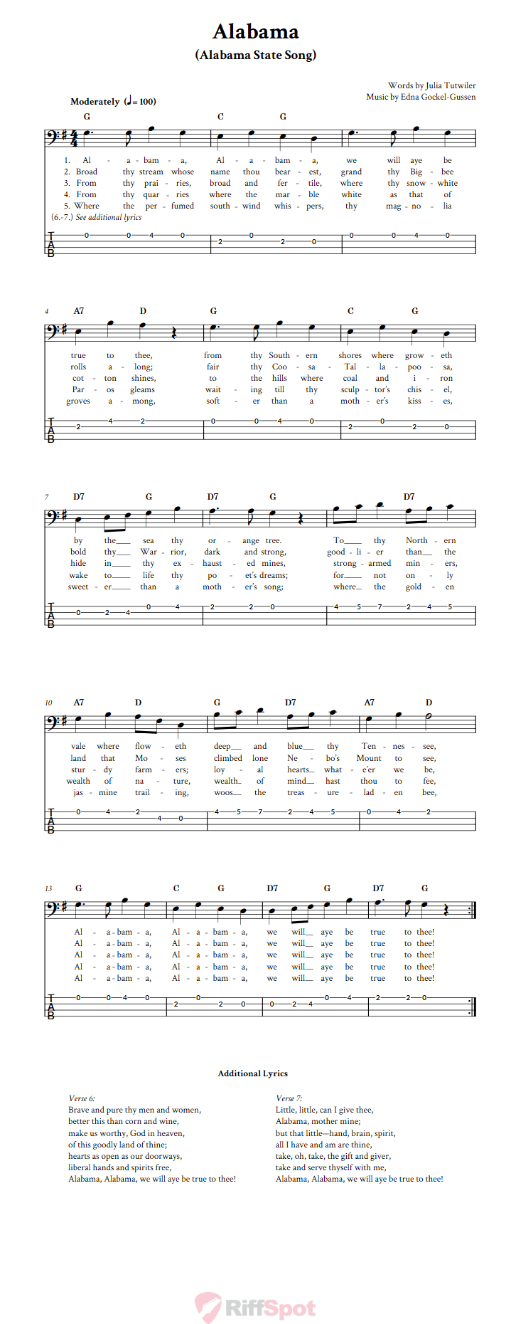 Alabama  Bass Guitar Tab