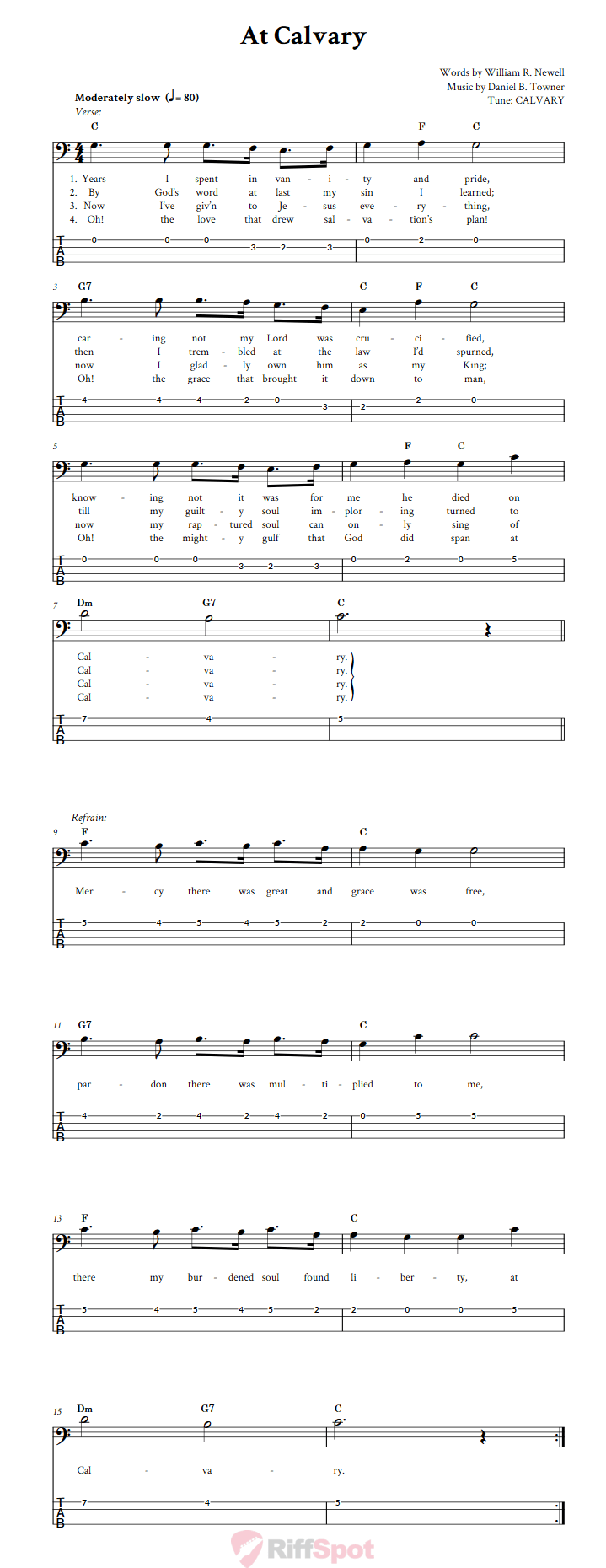 At Calvary  Bass Guitar Tab