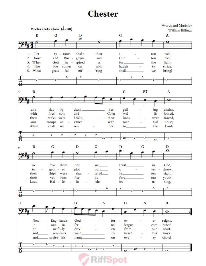 Chester  Bass Guitar Tab