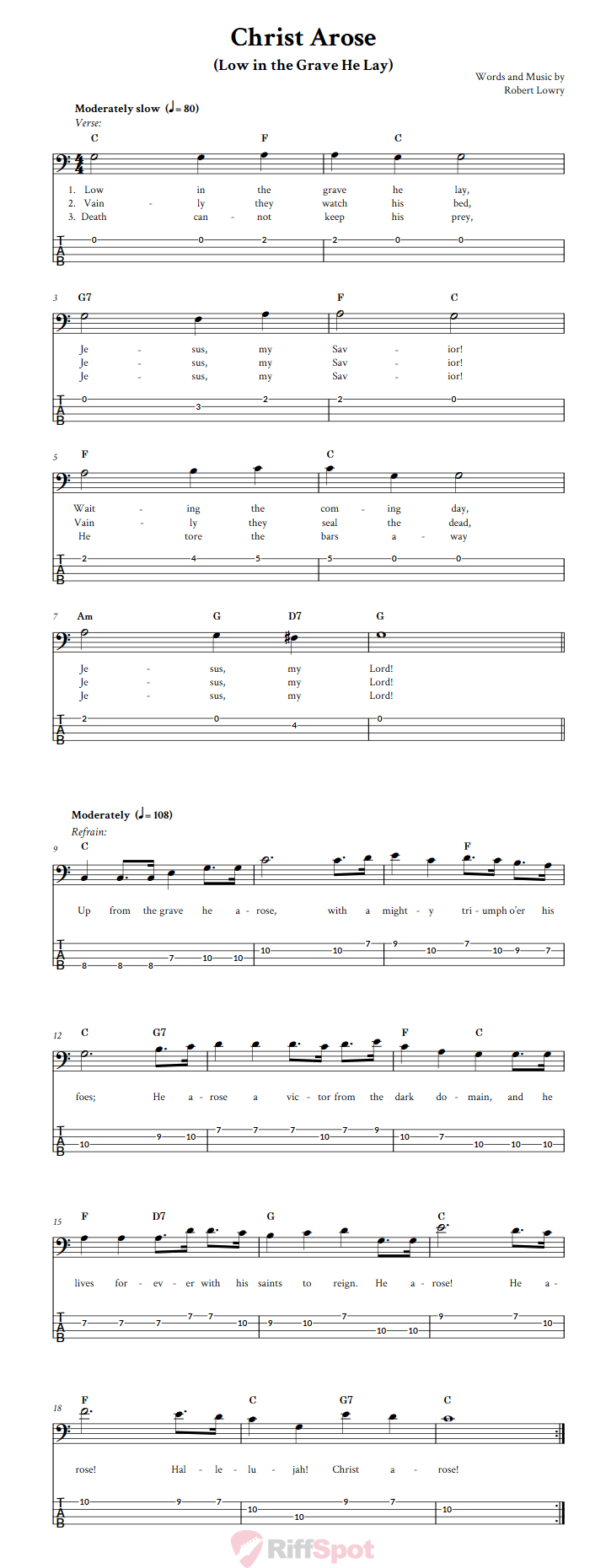 Christ Arose  Bass Guitar Tab